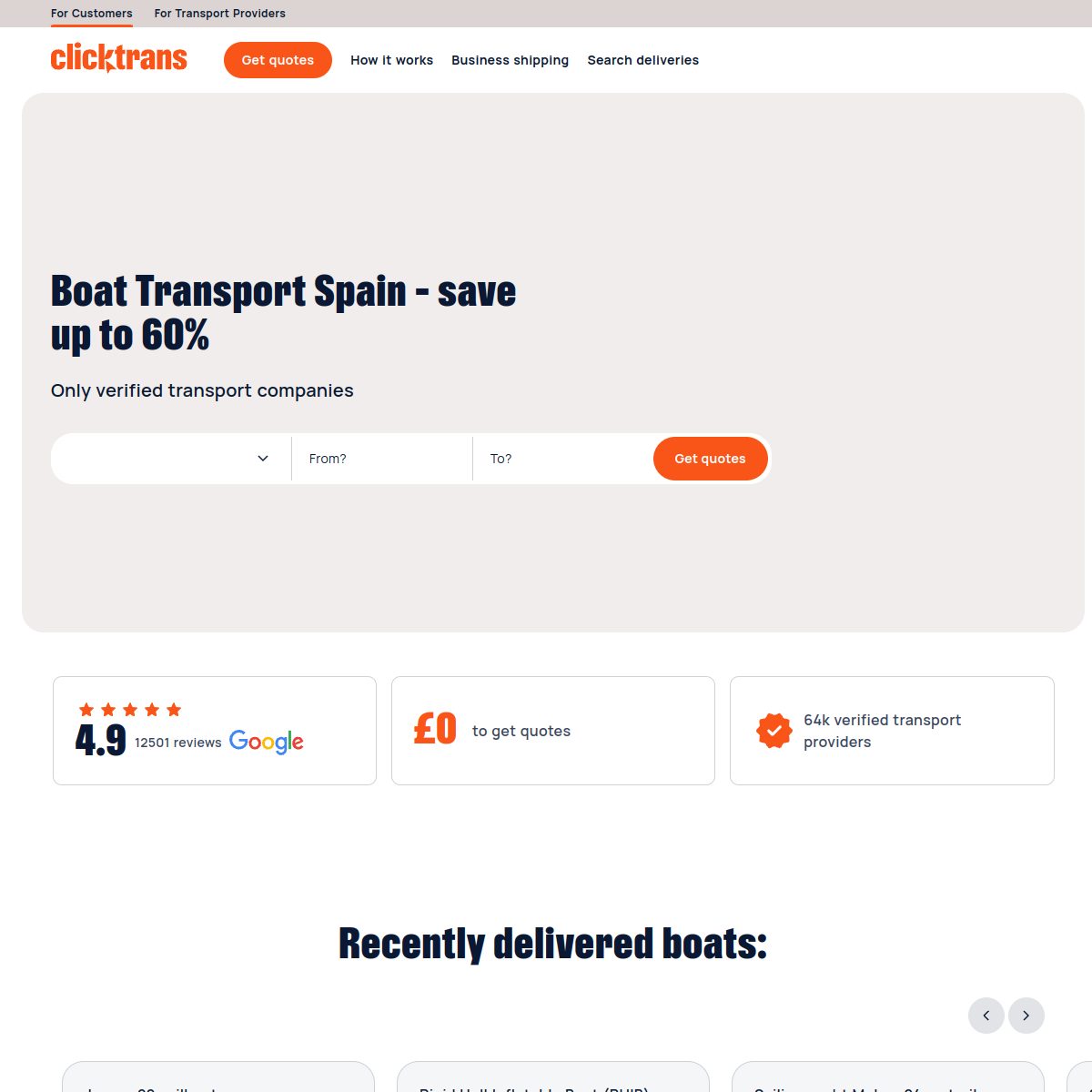 Screenshot of Boat Transport Spain | Boat Delivery Spain | Transport Services Boat ...