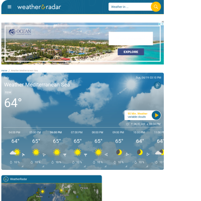 Screenshot of Mediterranean Sea Weather Forecasts & Conditions