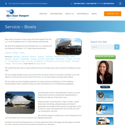 Screenshot of Caribbean Boat Shipping Services - Blue Ocean Transport