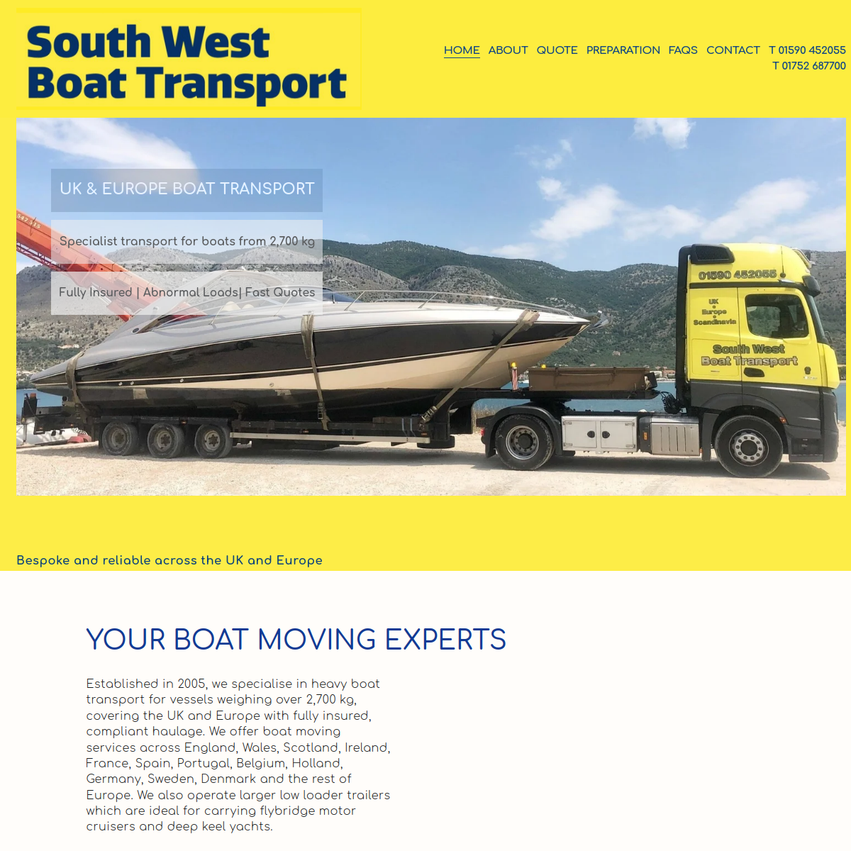 Screenshot of South West Boat Transport: Boat Transport Across UK & Europe