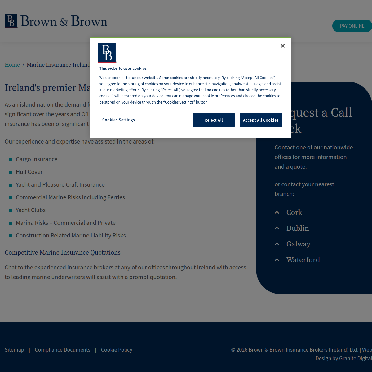 Screenshot of Marine Insurance Ireland