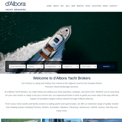 Screenshot of d'Albora Yacht Brokers | Quality Used Boats Australia-wide