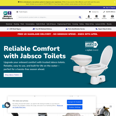 Screenshot of Midland Chandlers: Canal and Narrow Boat Equipment