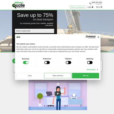 Screenshot of Boat Transport | Yacht Delivery Quotes for UK & International Haulage