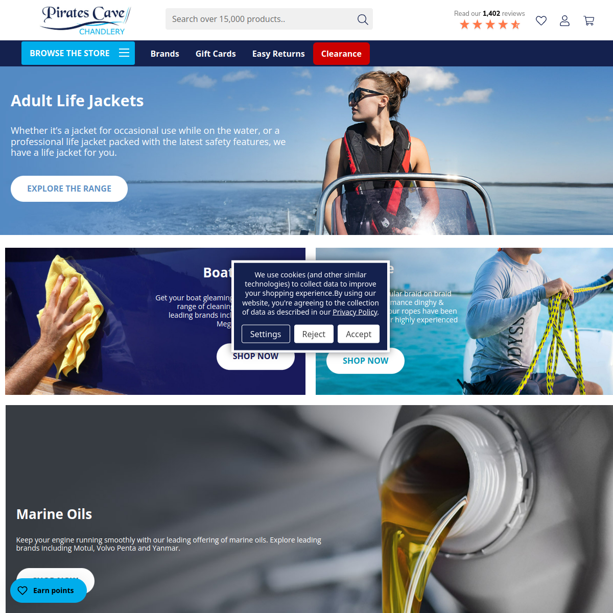 Screenshot of Pirates Cave Chandlery