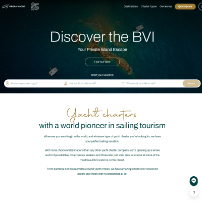 Screenshot of Dream Yacht Charter: Yacht Charter Vacations | Yacht Hire & Rentals
