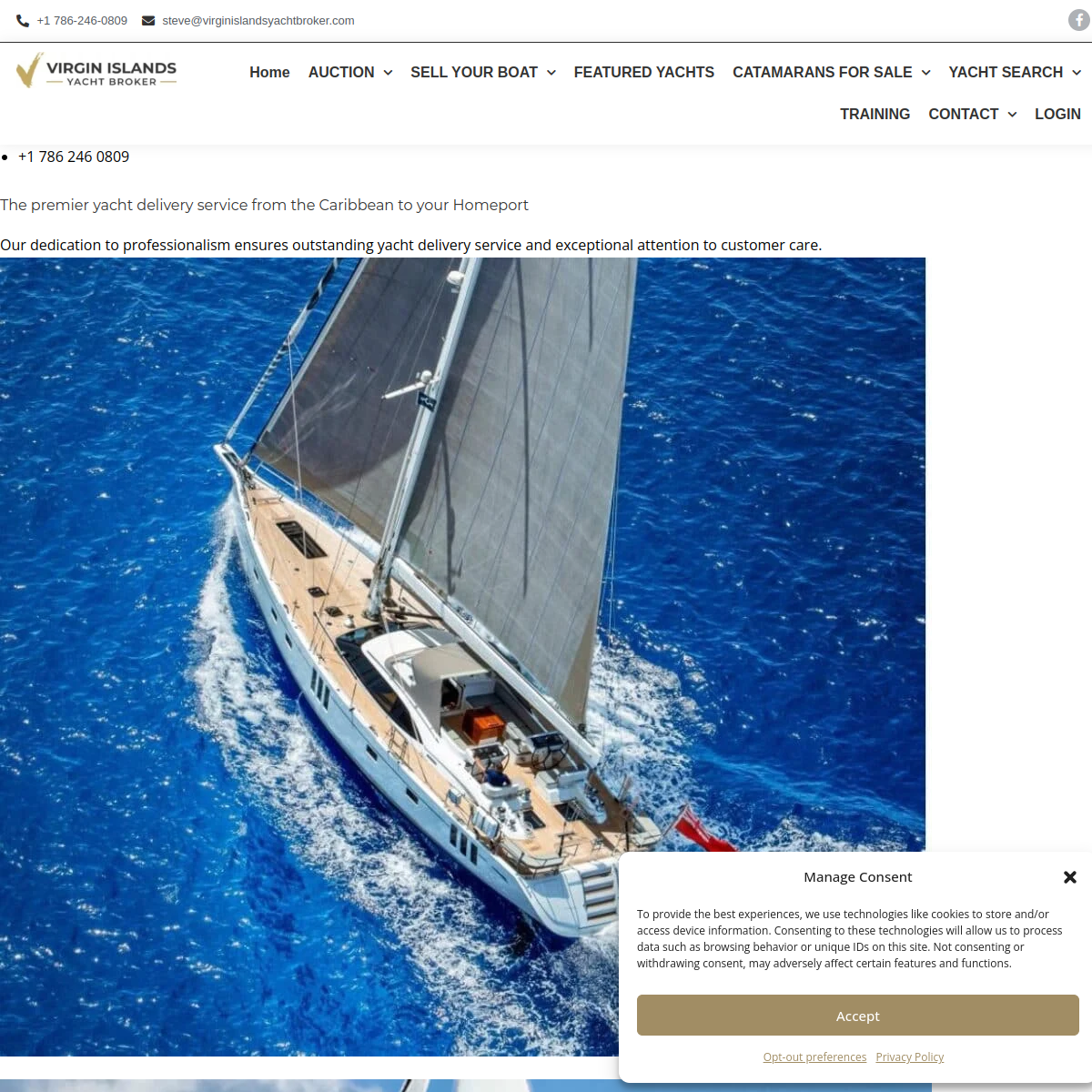 Screenshot of The premier yacht delivery service from the Caribbean to your ...