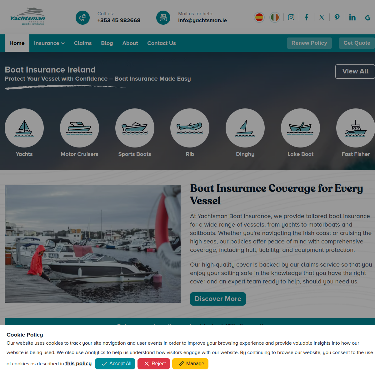 Screenshot of Boat Insurance Ireland: Get a Free Quote in Minutes