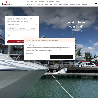 Screenshot of Ancasta: Yachts For Sale UK | New and Used Boats For Sale