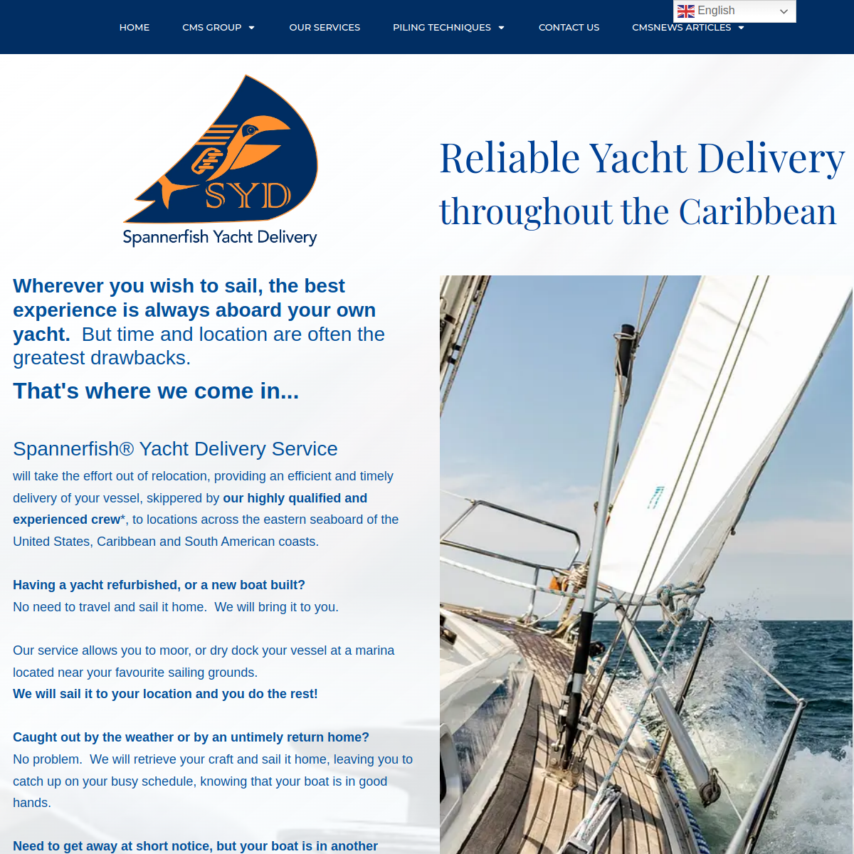 Screenshot of Spannerfish Yacht Delivery - CMS