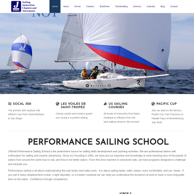 Screenshot of J World Performance Sailing School - Courses, Charters, and ...