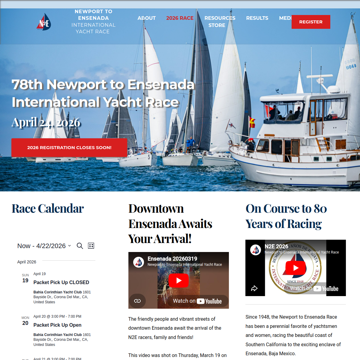 Screenshot of Newport to Ensenada International Yacht Race – Since April 23, 1948