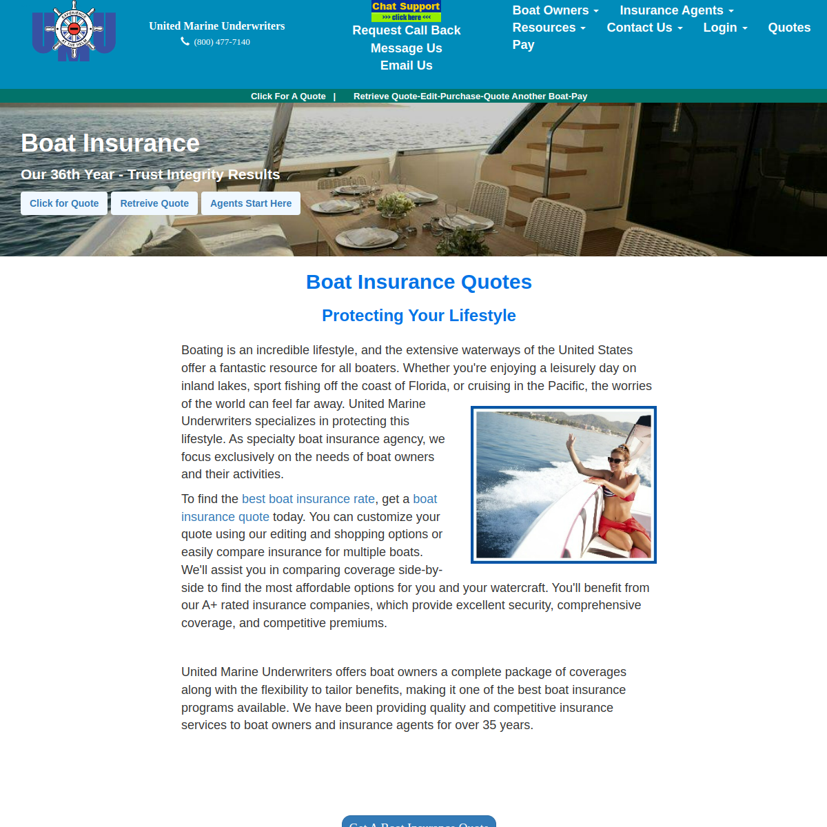 Screenshot of Boat Insurance - Get a Boat Insurance Quote