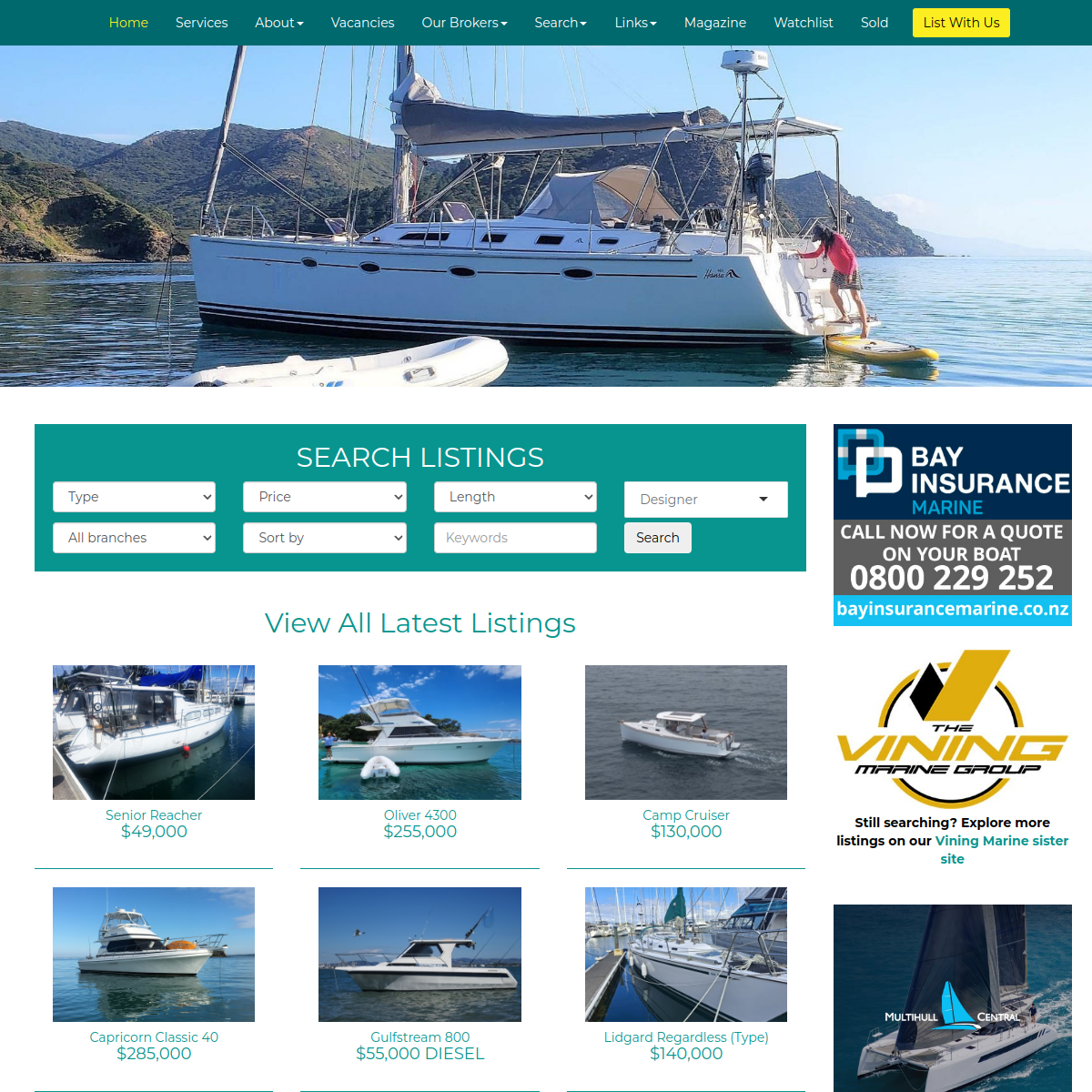 Screenshot of New Zealand Marine Brokers Gulf Group Boats for Sale in New ...