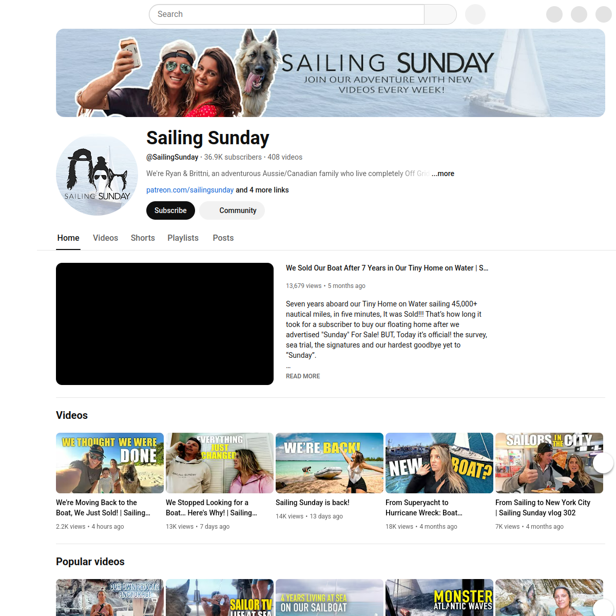 Screenshot of Sailing Sunday - YouTube