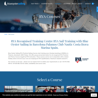 Screenshot of RYA Sailing Courses from Gibraltar Barcelona ... - Blue Oyster Sailing