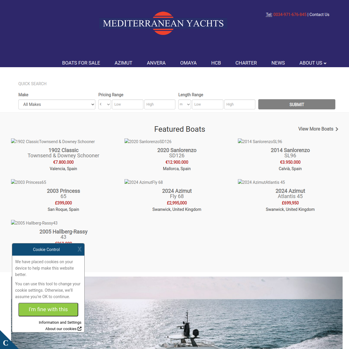 Screenshot of Mediterranean Yachts: Home