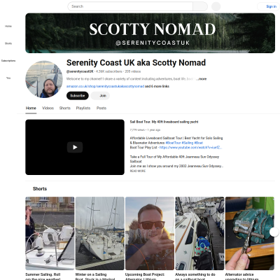 Screenshot of Serenity Coast UK aka Scotty Nomad - YouTube