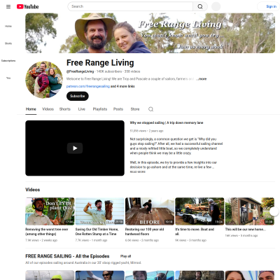 Screenshot of Free Range Living - YouTube