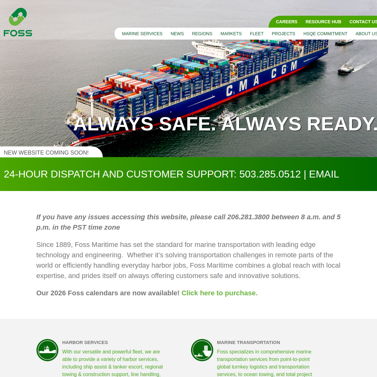 Screenshot of Foss Maritime Company – Harbor Towing and Marine Transportation