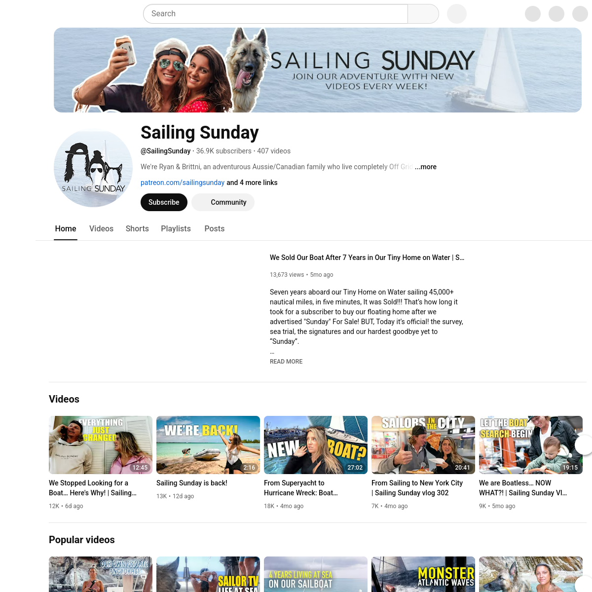 Screenshot of Sailing Sunday - YouTube