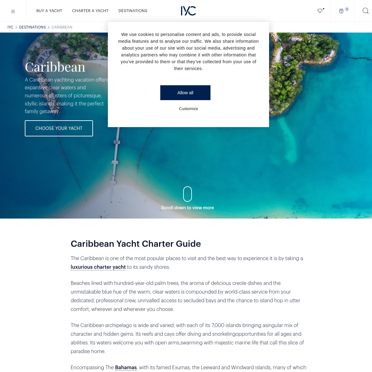 Screenshot of Caribbean Luxury Yacht Charter - IYC