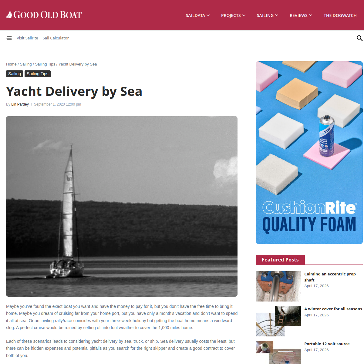 Screenshot of Yacht Delivery by Sea | Good Old Boat
