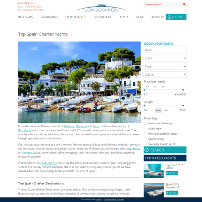 Screenshot of Top Spain Charter Yachts