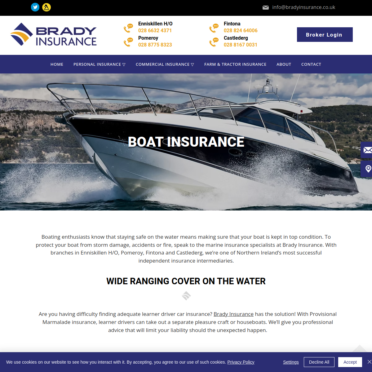 Screenshot of Boat insurance | Northern Ireland - Brady Insurance