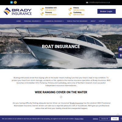 Screenshot of Boat insurance | Northern Ireland - Brady Insurance