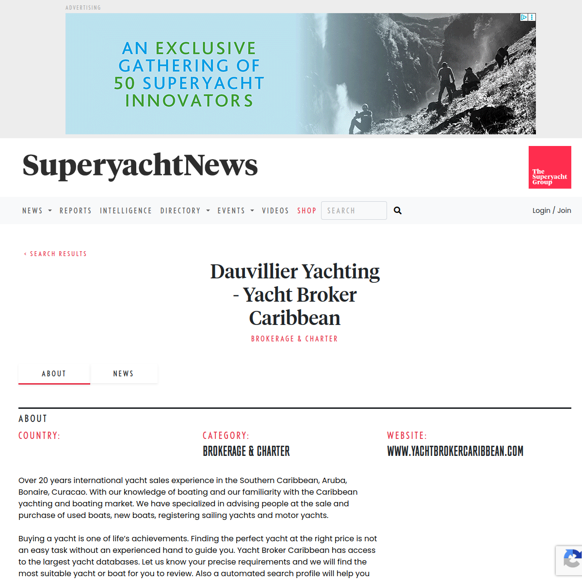 Screenshot of Dauvillier Yachting - Yacht Broker Caribbean - SuperyachtNews.com