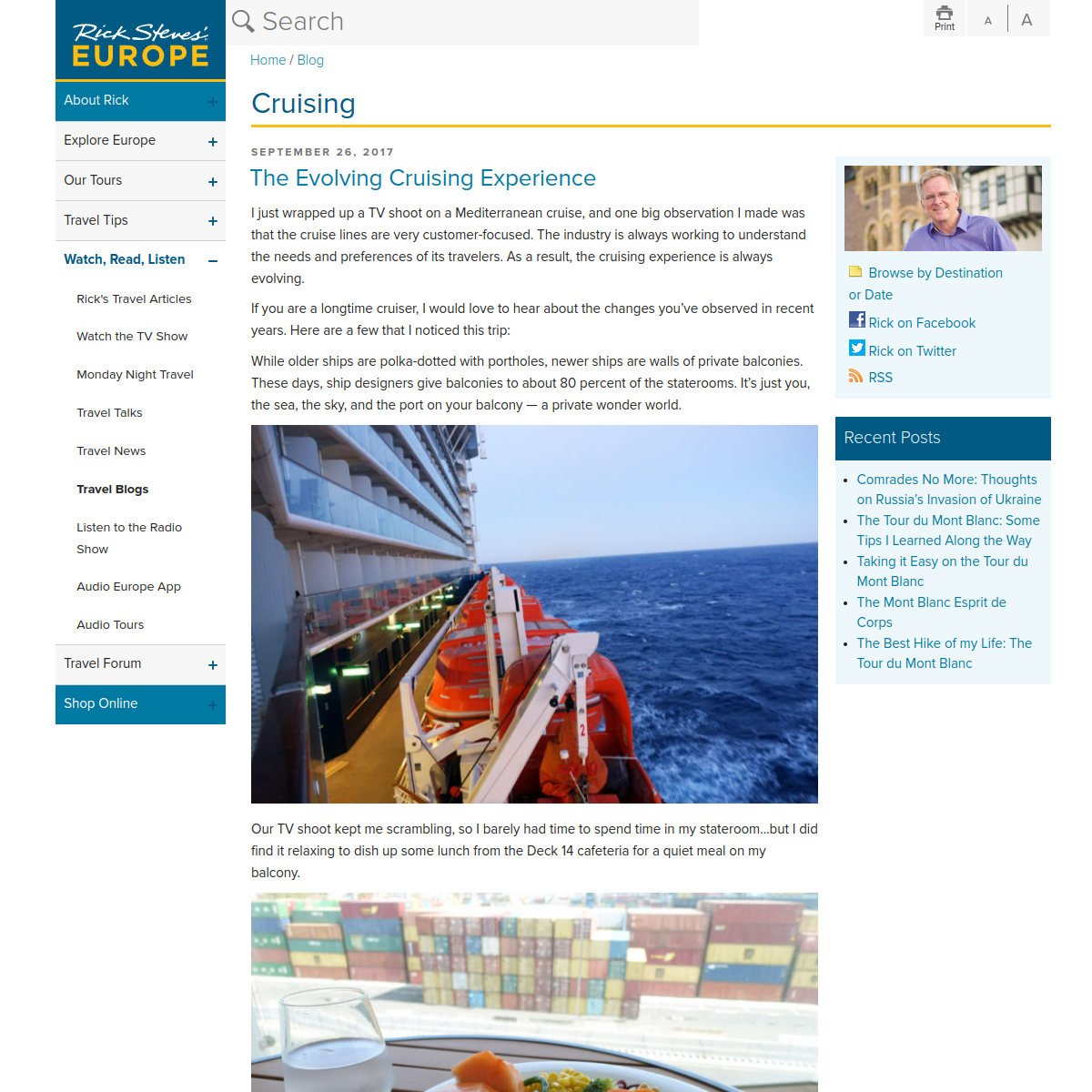 Screenshot of Cruising – Page 2 – Rick Steves' Travel Blog