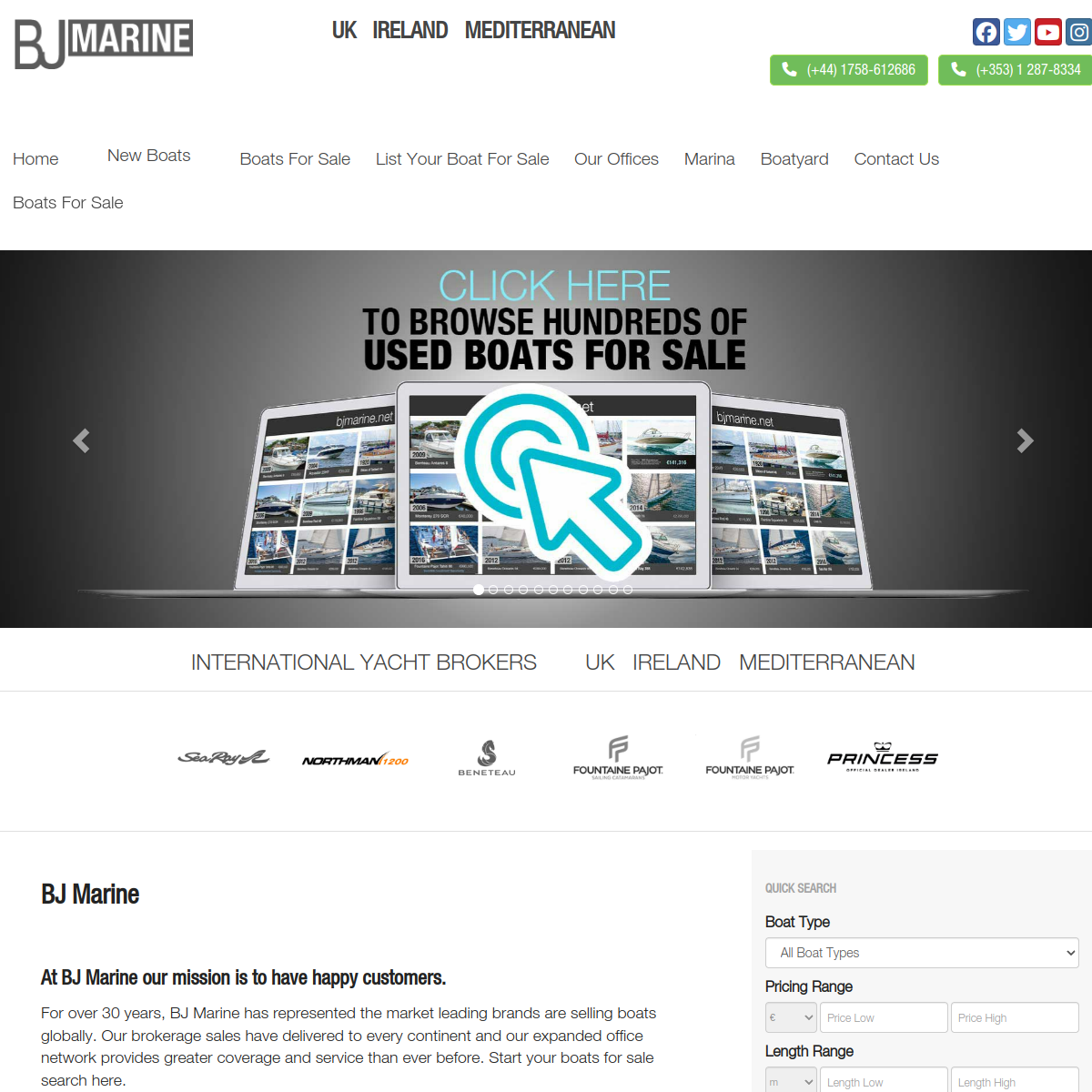 Screenshot of BJ Marine - Boats For Sale Ireland UK Mediterranean - Beneteau ...