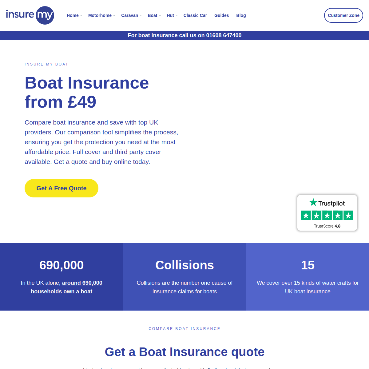 Screenshot of Boat Insurance from £49 - InsureMy