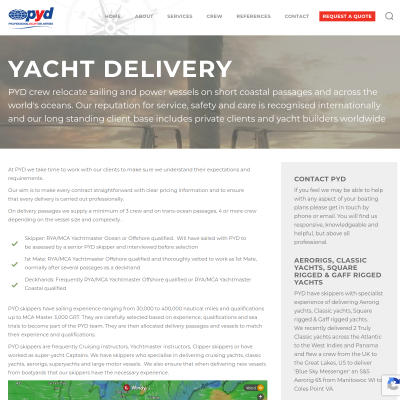 Screenshot of PYD - Yacht Delivery | Professional Yacht Deliveries | Professional ...