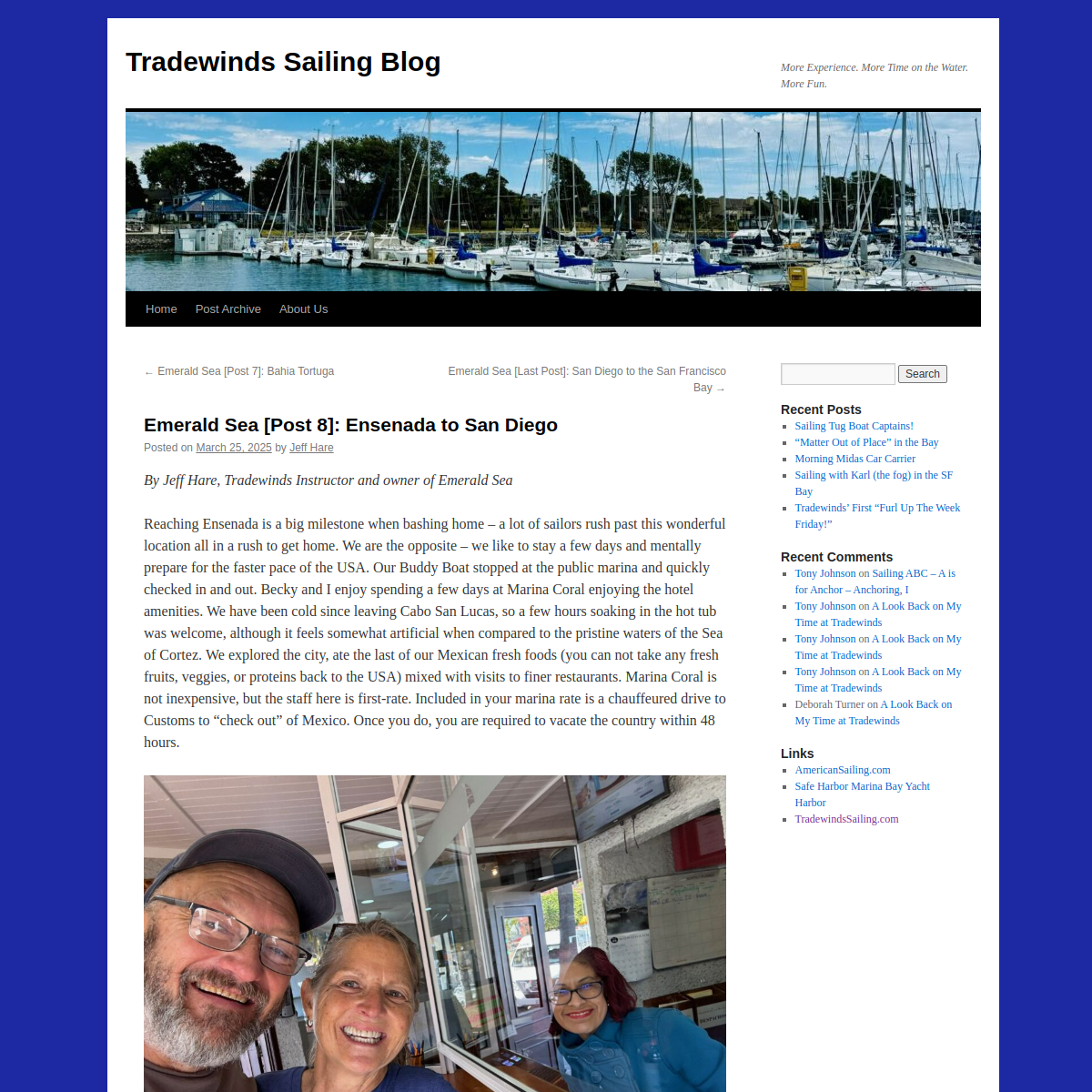 Screenshot of Emerald Sea [Post 8]: Ensenada to San Diego | Tradewinds Sailing ...