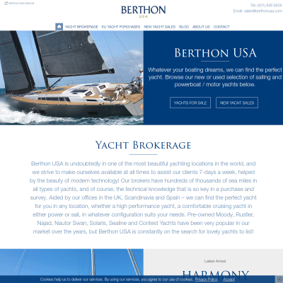 Screenshot of Berthon USA - Yacht Brokerage | New & Used Yachts