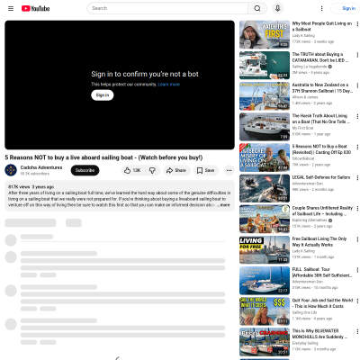 Screenshot of 5 Reasons NOT to buy a live aboard sailing boat - (Watch before ...