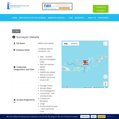 Screenshot of Caribbean Marine Surveyors, Ltd. - Marine Surveyor Marine ...