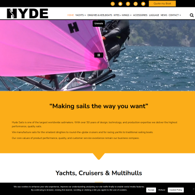 Screenshot of Yacht & Dinghy Sailmakers - Hyde Sailmakers