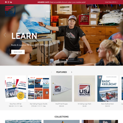 Screenshot of US Sailing Store