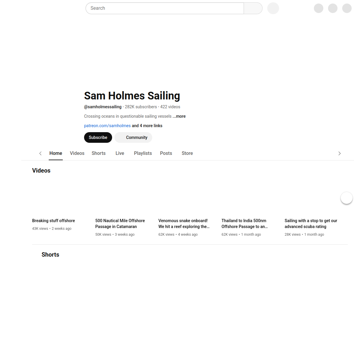 Screenshot of Sam Holmes Sailing