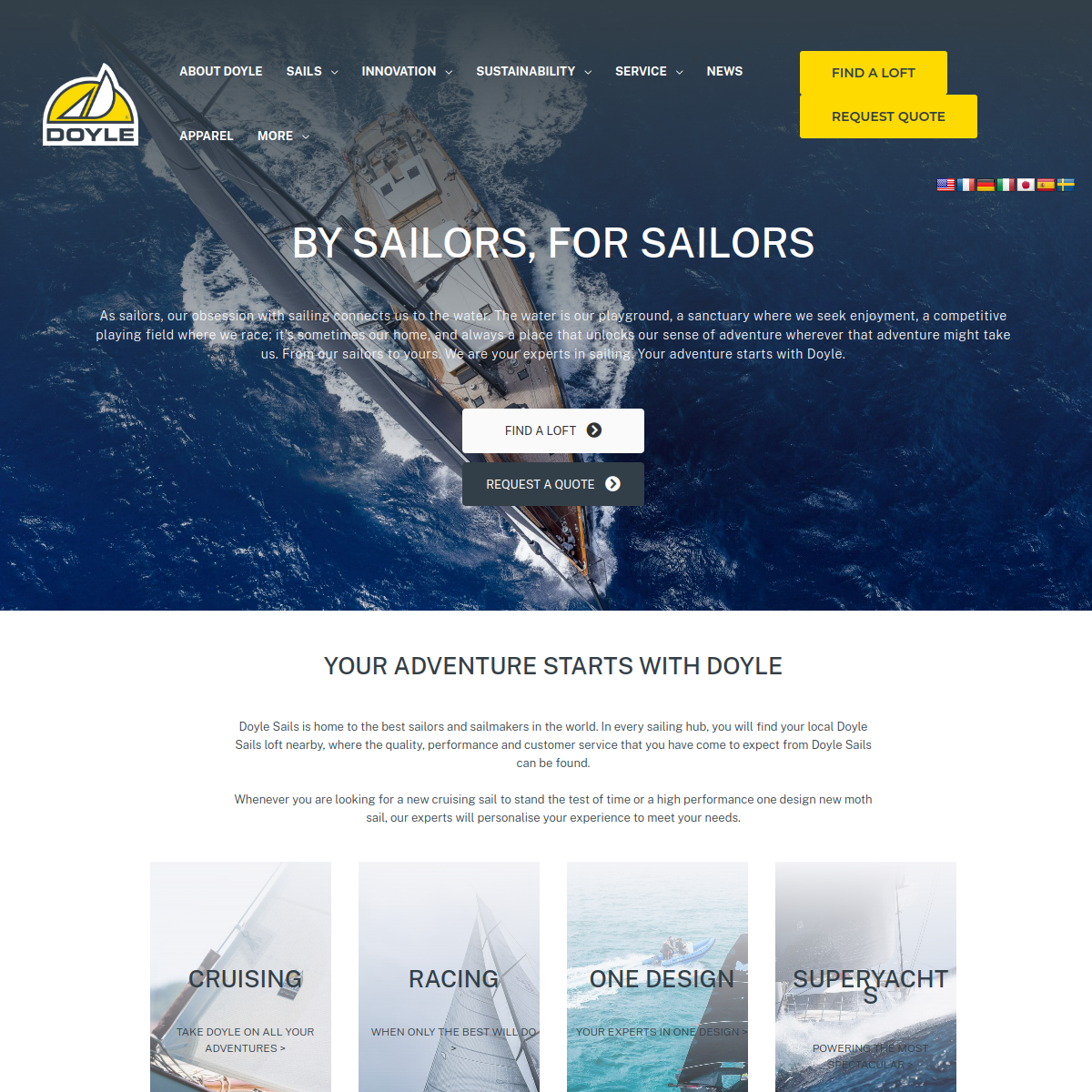 Screenshot of Doyle Sails | by sailors, for sailors