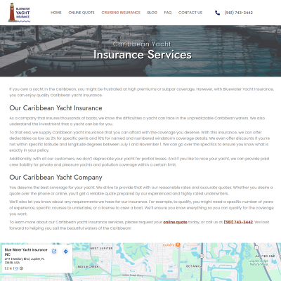 Screenshot of Best Caribbean Yacht Insurance Provider | Blue Water Ins