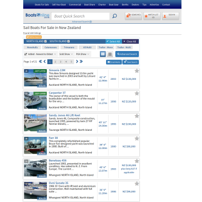 Screenshot of BoatsOnline NZ - Sail Boats For Sale in New Zealand