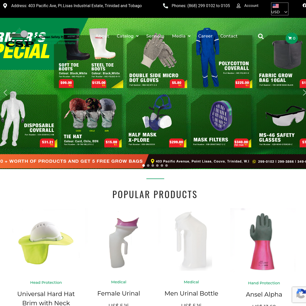 Screenshot of Caribbean Safety Products Ltd. – Safety is our Middle Name