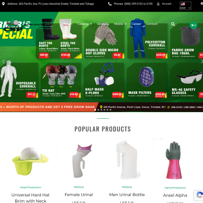 Screenshot of Caribbean Safety Products Ltd. – Safety is our Middle Name