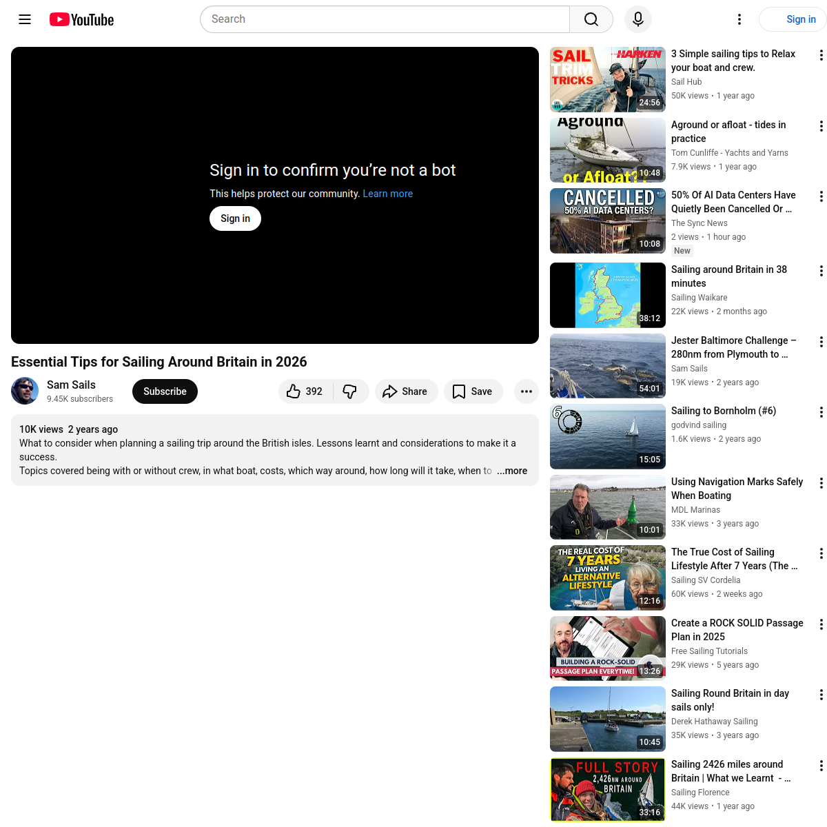 Screenshot of Solo Sailing around Britain 10 Considerations and Planning ...