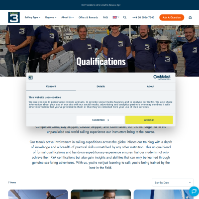 Screenshot of RYA Sailing Courses Honed by Real World Expeditions