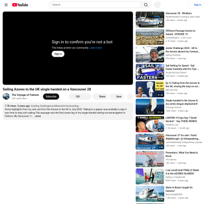 Screenshot of Sailing Azores to the UK single handed on a Vancouver 28 - YouTube